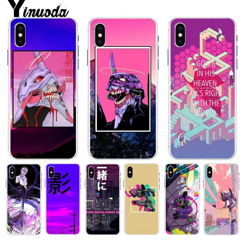 

Yinuoda Neon Genesis Evangelion Anime Adorable Colored Drawing Back cover for Apple iPhone 8 7 6 6S Plus X XS max 5 5S SE XR
