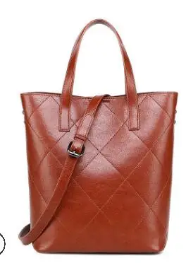 Коричневый Autumn And Winter Solid Color Sheepskin Retro Fashion Ladies Leather Large Capacity Handbags Shoulder Bag Women's Handbags C1196 - Цвет: Коричневый