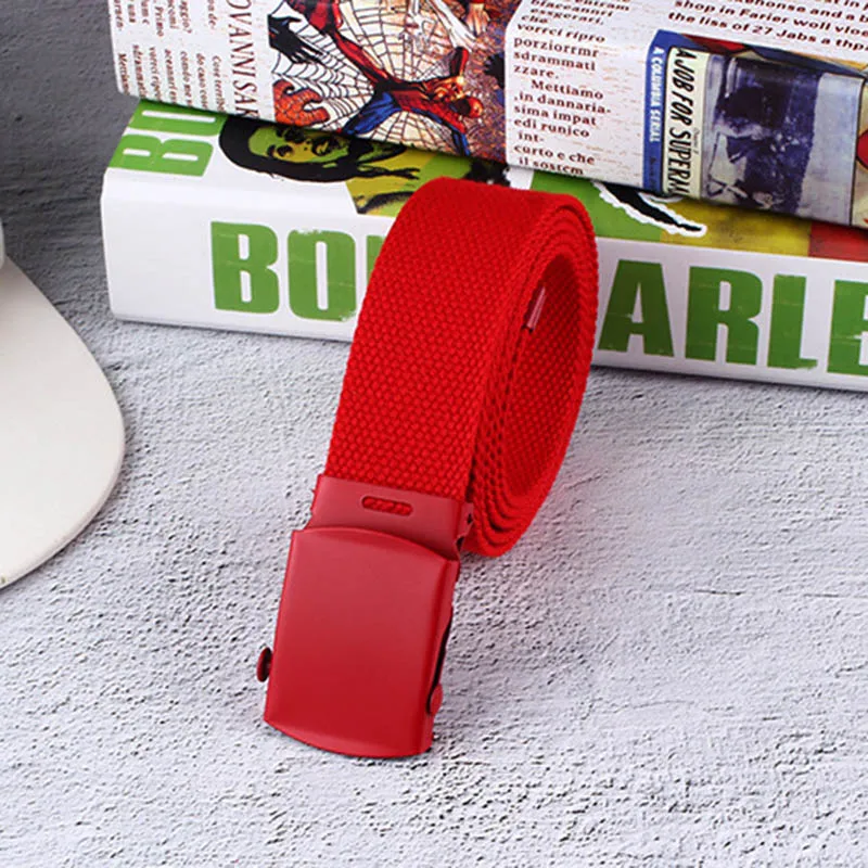 red paint tou belt Модный женский тканевый ремень с двойной петлей и пряжкой, унисекс, студенческий пояс, Женский Корейский Холщовый ремень - Цвет: red paint tou belt