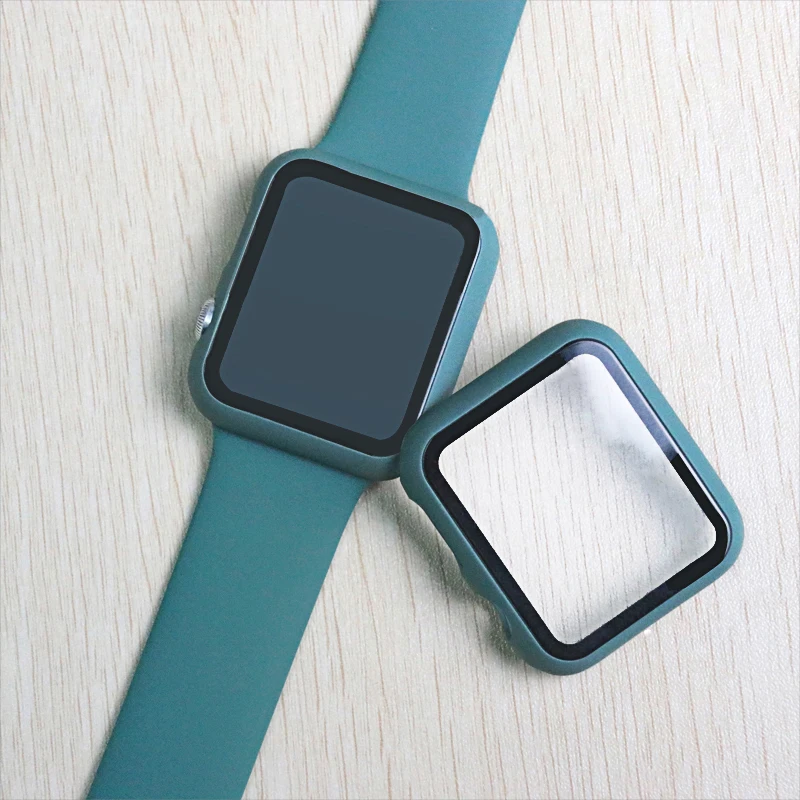 Спортивный силиконовый ремешок+ чехол для Apple Watch 44 мм 40 мм серия 4 5 полный закругленный протектор экрана для iWatch Группа 42 мм 38 мм серия 3 2