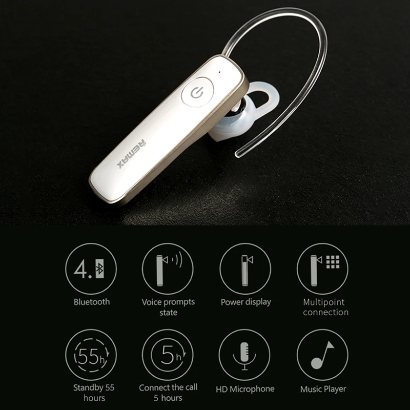 Remax Rb-T8, беспроводные Bluetooth спортивные наушники, Hi-Fi, стерео, бас, шумоподавление, наушники для автомобиля, ушные крючки, бизнес гарнитура для I