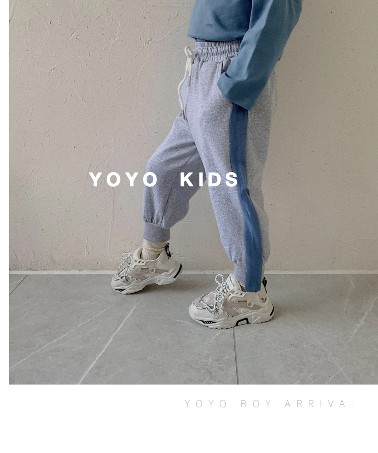 Children Autumn New Boys Pants Baby Girls Side Strip Sports Casual Cotton Pants Kids Drawstring Cotton Loose Trousers