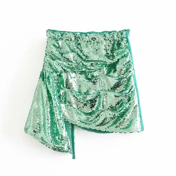 

Trendy Shiny Paillette Side zipper Bow Knot Skirt Female Chic Party Sequined Mini Skirts Purple skirt