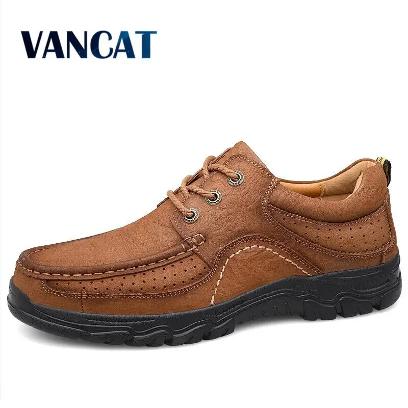 

New High Quality Men's shoes 100% Genuine Leather Casual Shoes Waterproof Work Shoes Cow Leather Loafers Sneakers Big Size 38-47