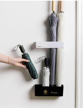 

Umbrella Stand Wall Free of Perforation Paste Storage Leak-proof Two Wall-mounted Adjustable Sturdy and Stable Umbrella Stand