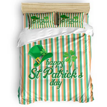 

St. Patrick'S Day Irish Flag Color Stripes Pattern Duvet Cover Set 3/4pcs Bedding Set Bed Sheet Pillowcases Cover Set