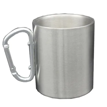

330ml Camping Mug Hiking Double Wall Cup Portable With D-Ring Carabiner Hook