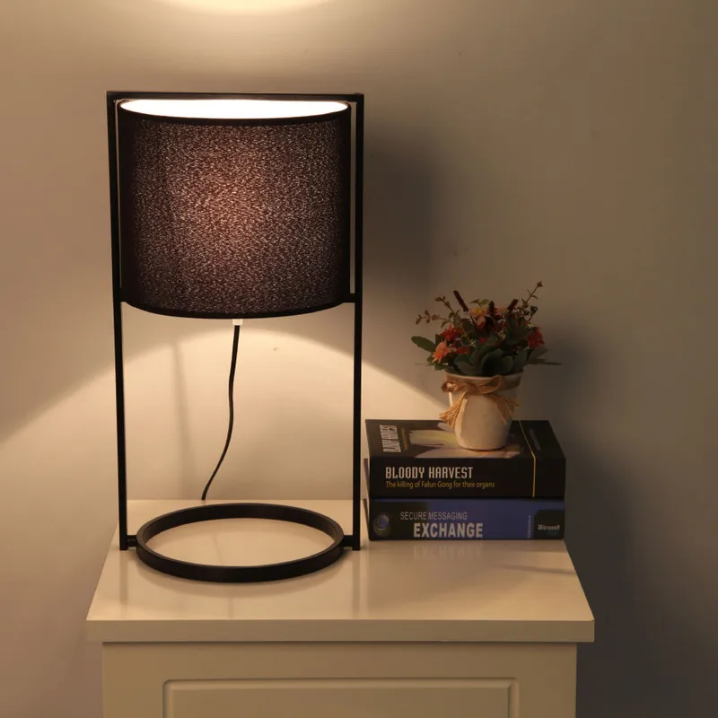 

Nordic cloth cover lamp post modern living room bedroom bedside lamp personality model room hotel engineering lamp
