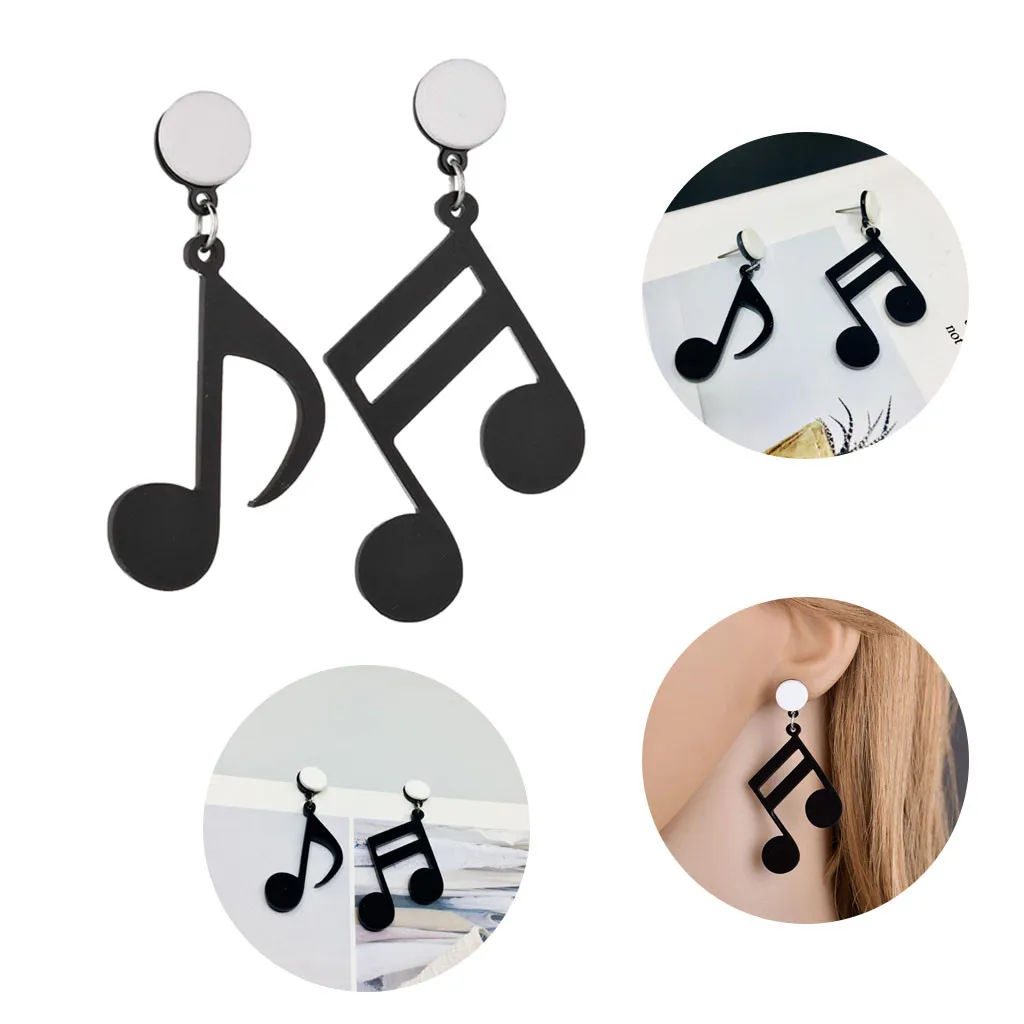 

Womens earings fashion jewelry kolczyki сережки aretes de mujer Musical Note Girls Asymmetric Acrylic Metal Plating Beauty H51