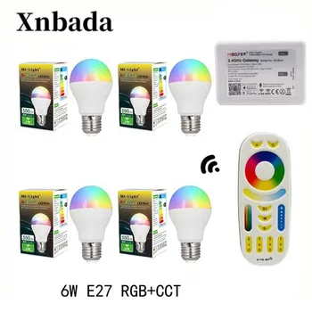

MiLight Led Lamp 6W E27 RGB+CCT Led Bulb+RGBWW Remote+IBX2 RF Remote Wifi Led Spotlight light Led light AC85-265V Free Shipping