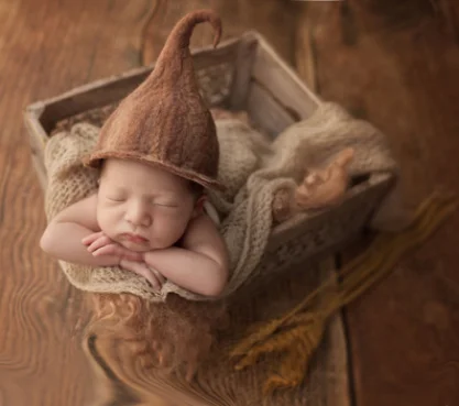 Реквизит для фотосъемки новорожденных; детская шапка; Elfin Hat; Изящные милые детские шляпы для фотосъемки; аксессуары для детской фотосъемки; шерстяные фетровые шляпы ручной работы - Цвет: 3