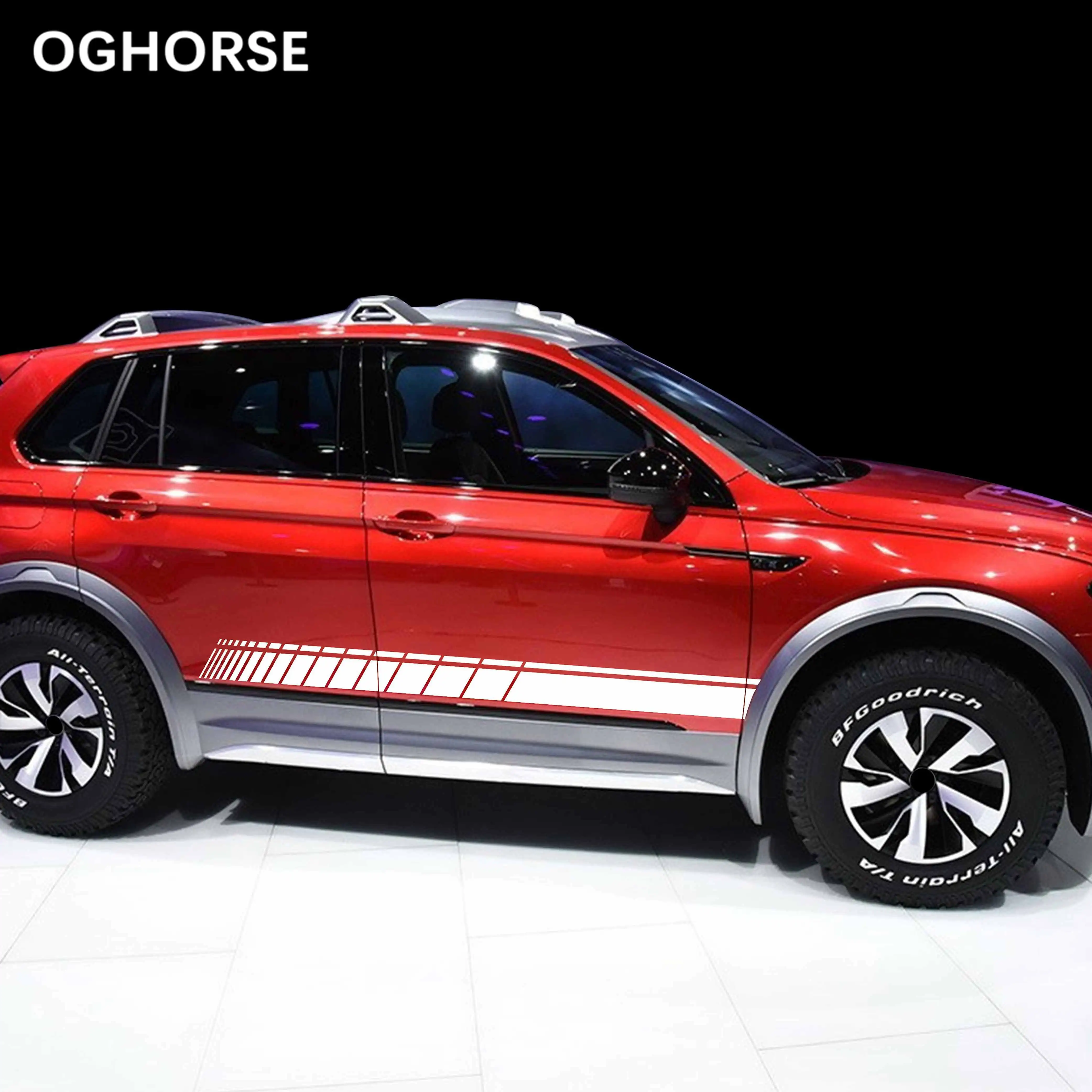 2 шт., наклейка на дверь автомобиля с боковыми полосками для Volkswagen VW Golf 5 6 7 Polo Passat Tiguan Scirocco CC Bora, аксессуары