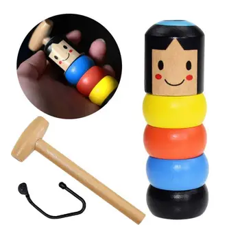

1set Immortal Daruma Unbreakable Wooden Man Magic Toy Stage Magic Props Comedy Mentalism Halloween Fun Toy Gifts