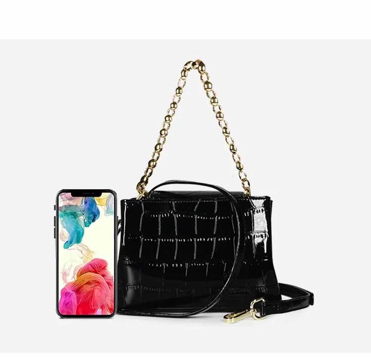New Stone Pattern Chain PU Female Bag Handbag Europe And America Casual Women's Shoulder Bag Buckle Small Flip Messenger Bag