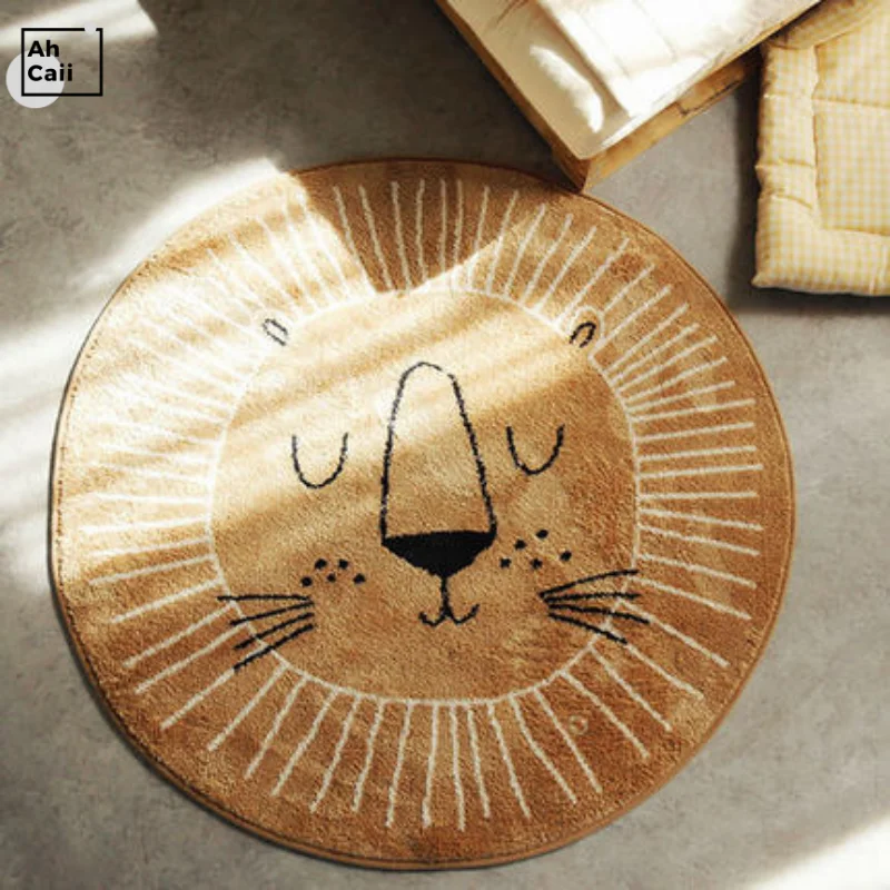 Kids Carpets Living Room Dining Fur Rug Baby Rug Round Carpet In The Bedroom Lion Mat For Children Plush Carpet Baby Carpet 3