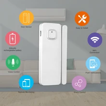 Capteur d'ouverture de porte/fenêtre intelligent, wi-fi, recharge USB, Tuya, alarme de sécurité, Kits pour maison connectée, système d'alarme, avec Alexa, Google Home, IFTTT