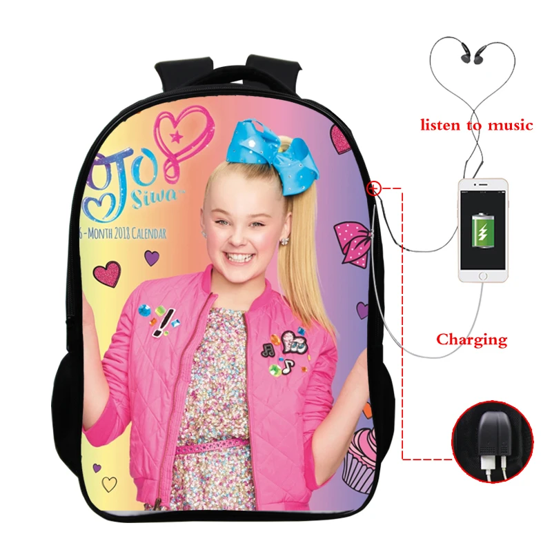 JoJo siwa школьные сумки для девочек рюкзаки USB школьные сумки ранец для девочек мальчиков детская ортопедическая сумка mochila escolar bookBag - Цвет: 6