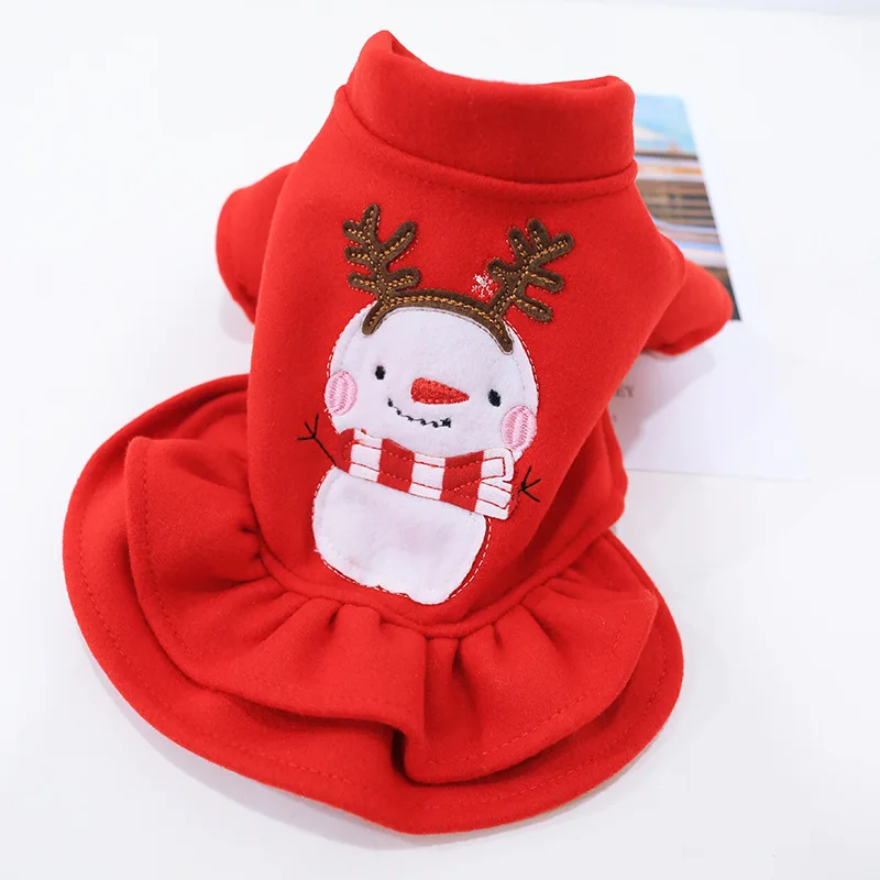 Красные рождественские платья для собак пальто X'mas костюмы для собак Одежда для собак плюшевый Пудель Чихуахуа XS s m l xl - Цвет: Red Snowman