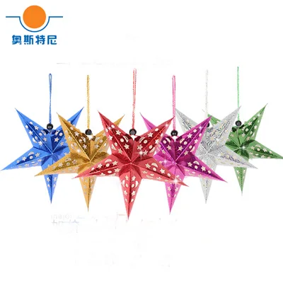 6pcs mix color 6pcs 90cm size Five-pointed Star Christmas Pendant for Drop Ornaments Ceiling Decorative - Цвет: 6pcs mix color