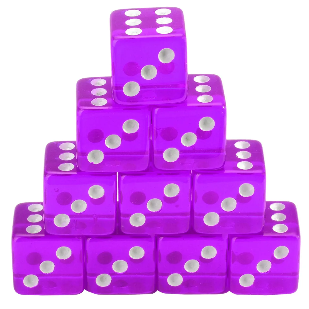 10pcs 16mm 8 Colors Acrylic Transparent Straight Corner Dice Portable Role Playing Game Poker Outdoor Dice Funny Clear Dices