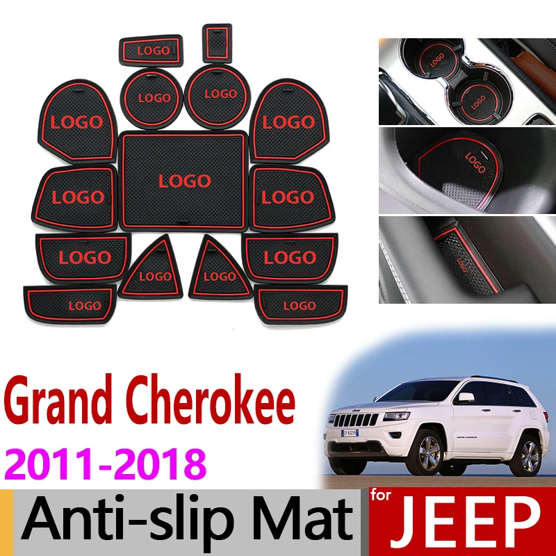 Автомобильный Гаджет коврик для Jeep Grand Cherokee WK2 2011 2012 2013 аксессуары гелевая накладка резиновая ворота Слот коврики чашки