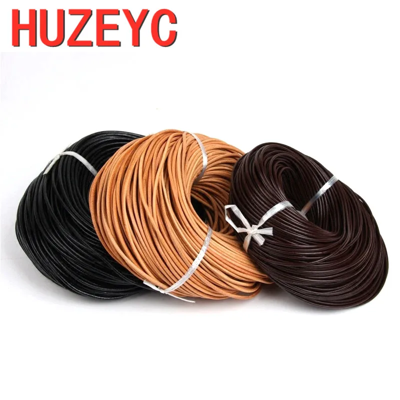 5 м натуральный Цвет из натуральной кожи стринги шнур круглое ожерелье Фурнитура