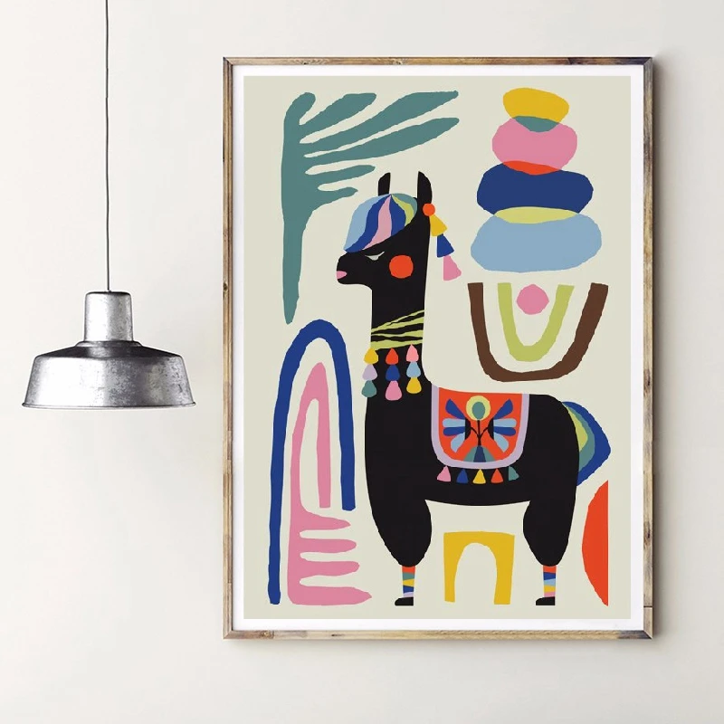 Alpaca Sheep Canvas Painting Nordic Printed Abstract Modular Poster Wall Artwork HD Pictures Bedroom Home Decoration Framework