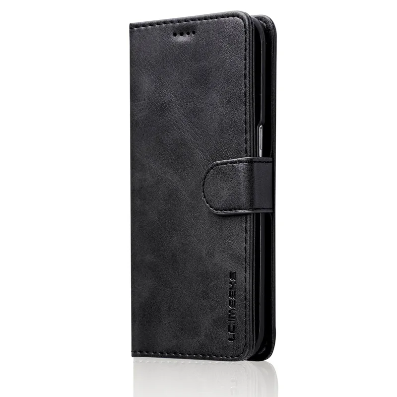 Черный Однотонный кожаный флип-чехол для Samsung Galaxy A8 Plus Note 8 9 S10 S10E Plus S6 S7 S8 edge plus, чехол для телефона, чехол-книжка - Цвет: Черный