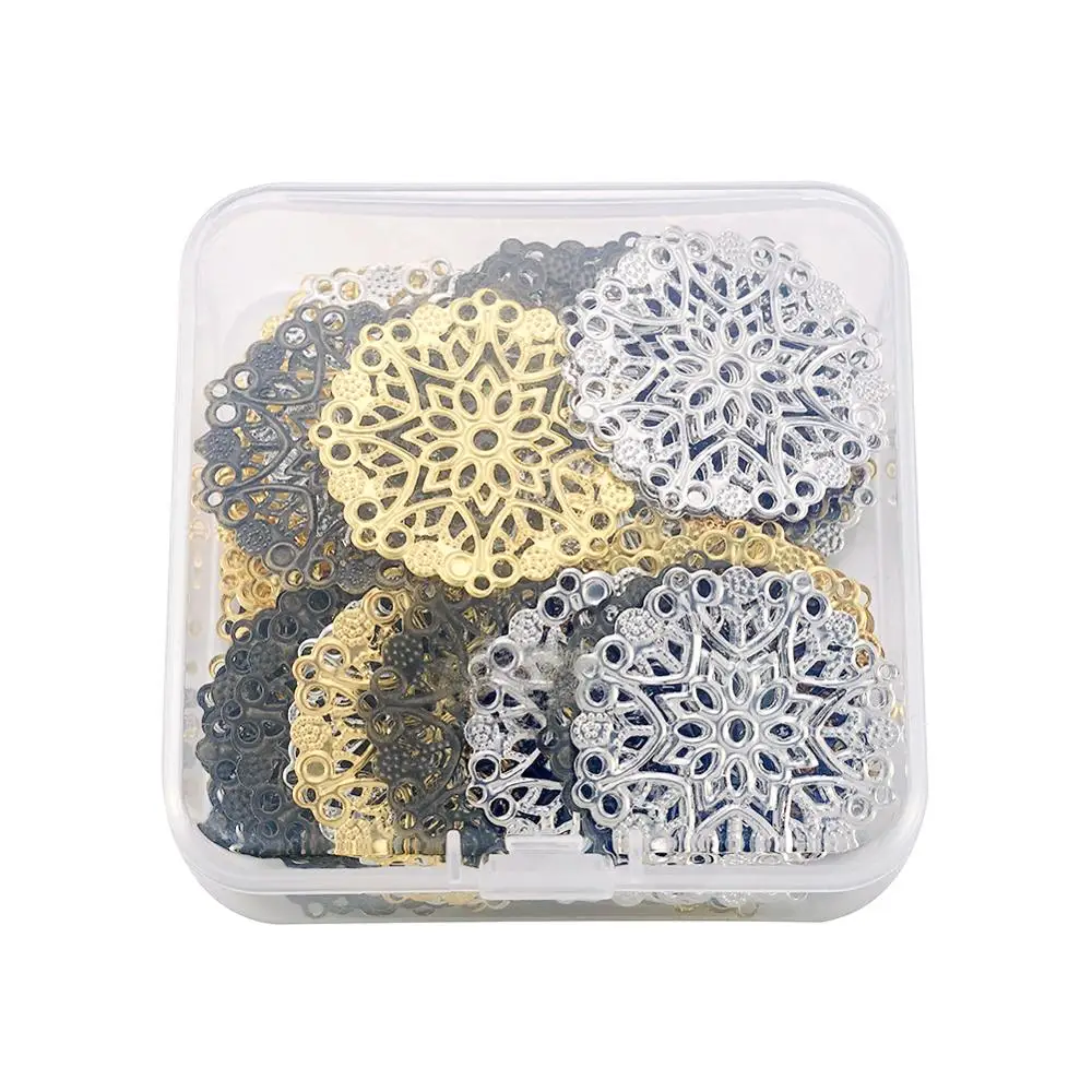 Mixed 60pcs 100 шт. железные филигранные соединения, цветочные обертывания, разъемы для изготовления ювелирных изделий своими руками, круглая античная бронза 35,5x0,7 мм, отверстие: 1,4 мм - Цвет: Mixed 60pcs
