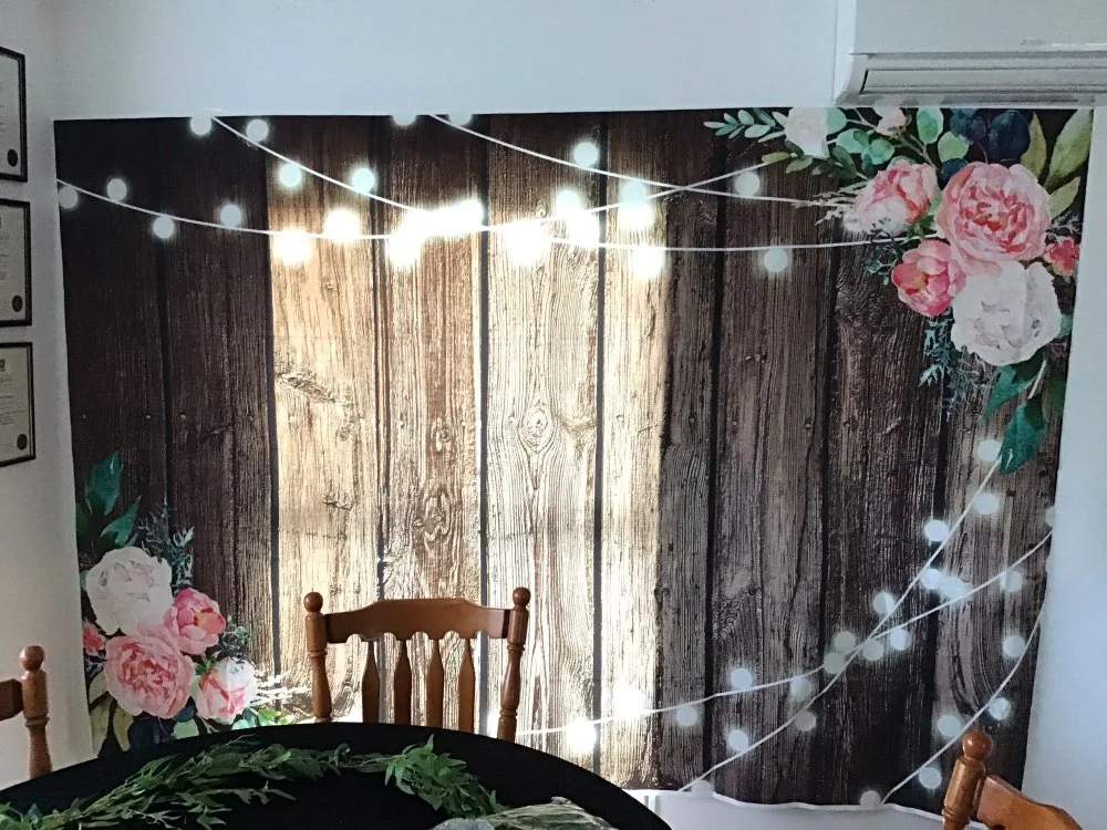 Laeacco Bridal Shower Floral Wall Backdrop Wedding Graceful Flower Party Background 7x5ft Polyester Reception Ceremony Photography Background Birthday Party Photo Studio Prop Drape Backdrop