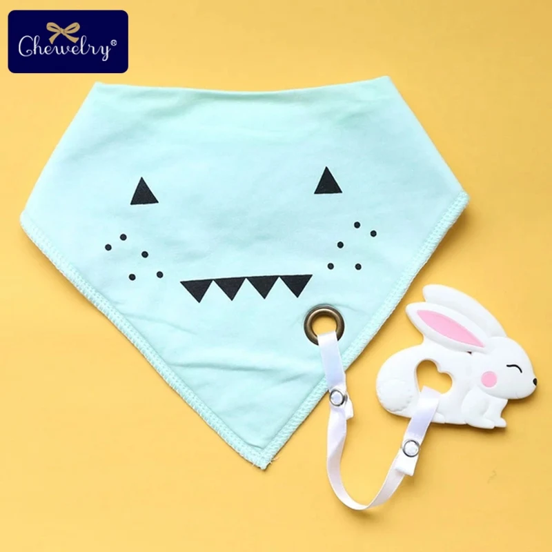 rabbit bib 1 шт. силиконовый Прорезыватель треугольный шарф слюнявчик для младенца полотенце Новорожденные нагрудники для младенцев мальчик полосатый слюнявчик хлопок Мягкий нагрудник для ребенка продукт - Цвет: rabbit bib