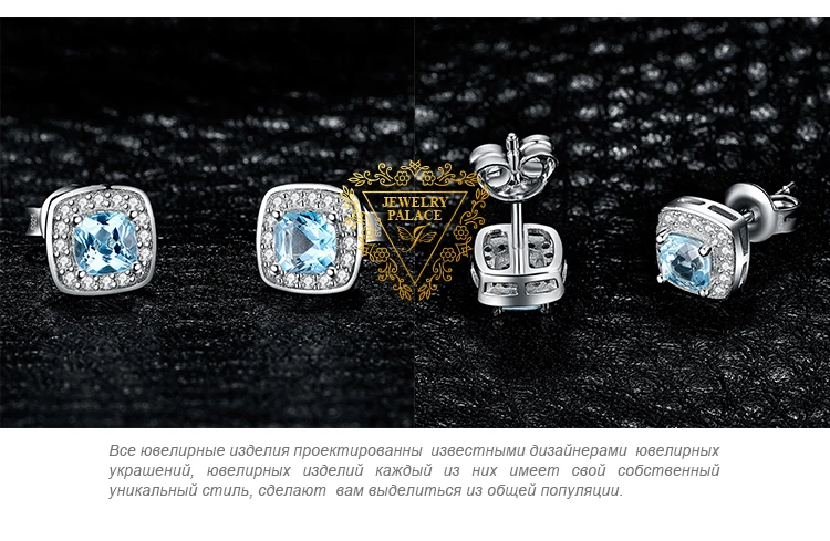 JewelryPalace 0.8ct Подушка подлинный синий топаз фианит огранки «маркиза» Halo коктейль женские серьги 925 пробы серебро