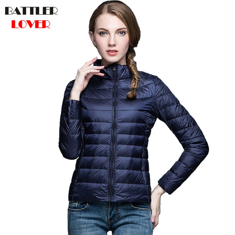 2019 Winter Women Ultra Light Down Jacket 90% Duck Down Stand Collar Jackets Long Sleeve Warm Coat Parka Female Portabl Outwear