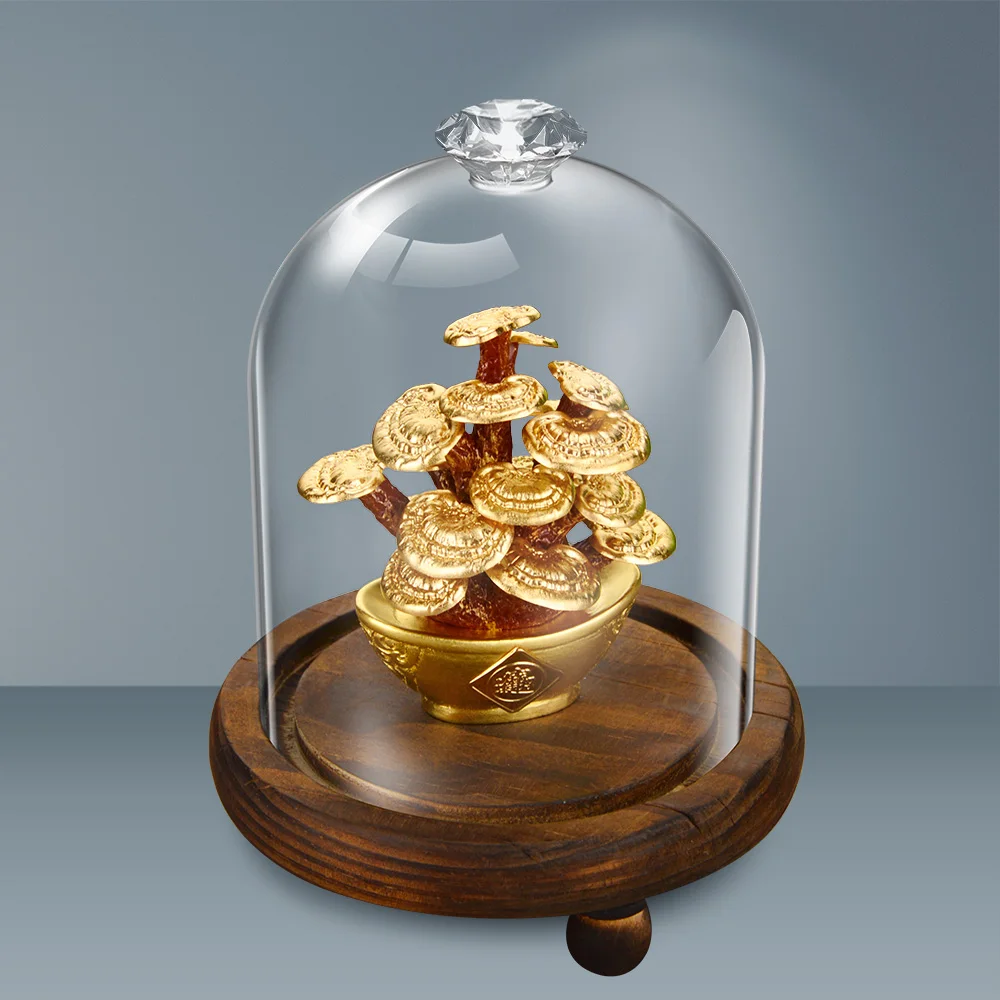 Фэн шуй Счастливое дерево Ганодерма 3D Искусственные растения бонсай 24 к Золотая