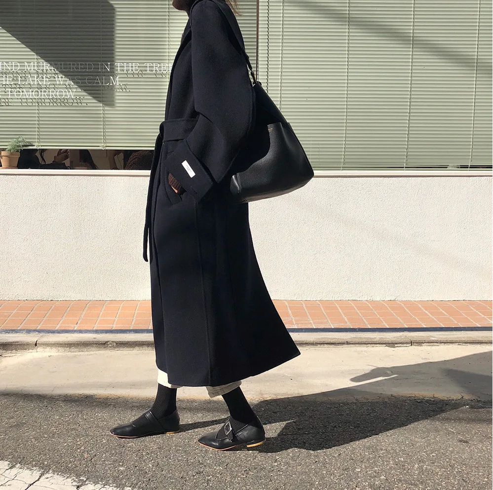 wool coat warm winter camel black maxi long outfit Wool Blends coat high quality oversized