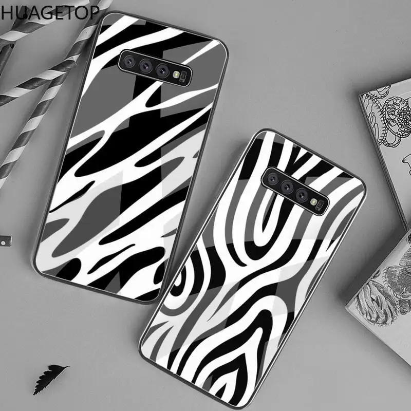 Черно-белый чехол для телефона с принтом зебры из закаленного стекла Samsung S20 Plus S7 S8