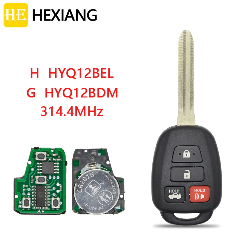 HEXIANG Car Remote Key For Toyota Camry Corolla 2012 2013 2014 2015 2016 2017 With H/G Chip  HYQ12BEL/ HYQ12BDM 314.4MHz