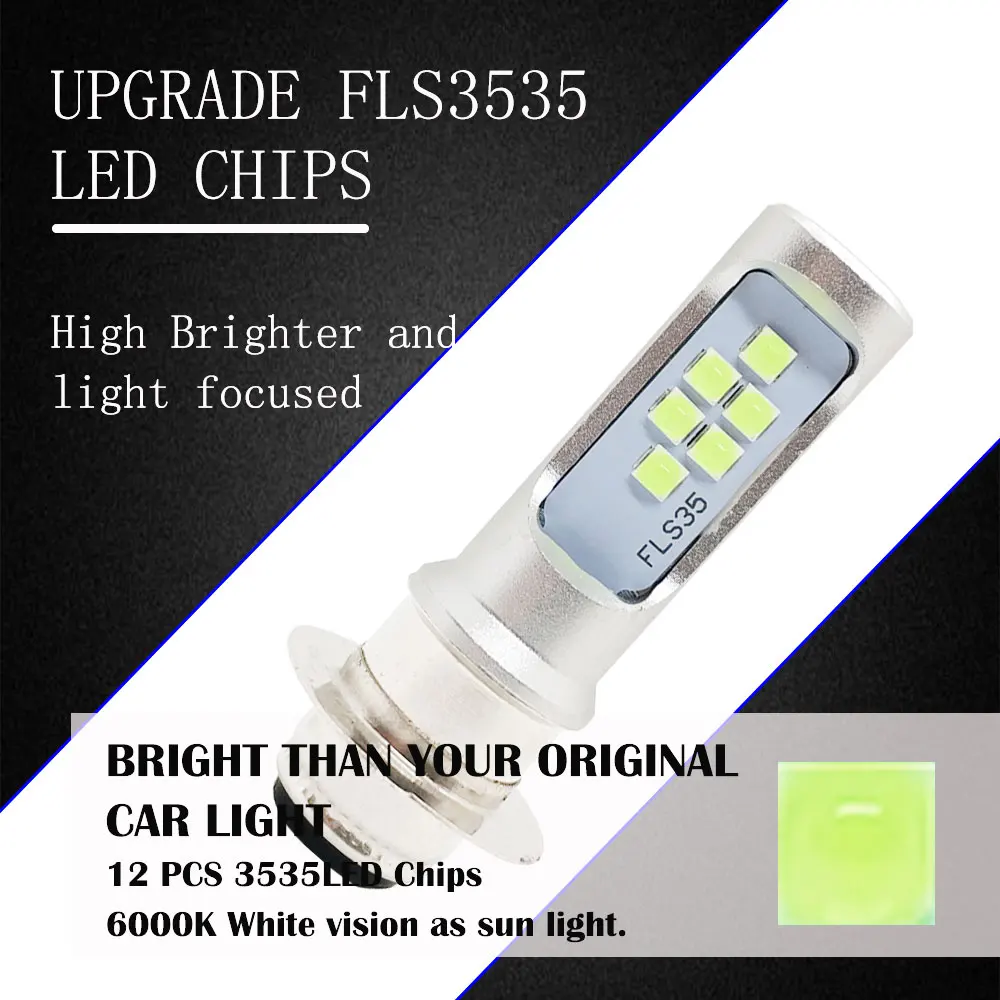 H6M светодиодный лампы фары мотоцикла P15D-25-1 12SMD 3535 T19 P15D светодиодный мото скутер Противотуманные фары Дневные ходовые огни светло-голубой свет 12V