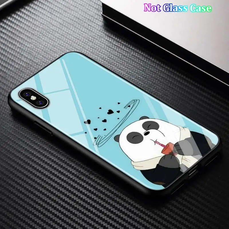 Black Cover Cute Bare Bears for iPhone 11 11Pro X XR XS Max for iPhone 8 7 6 6S Plus 5S 5 SE Glossy Phone Case