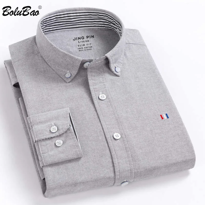 BOLUBAO Casual Brand Men's Lapel Shirts Male British Style Long Sleeve Shirts Mens Single-Breasted Dress Shirt Top