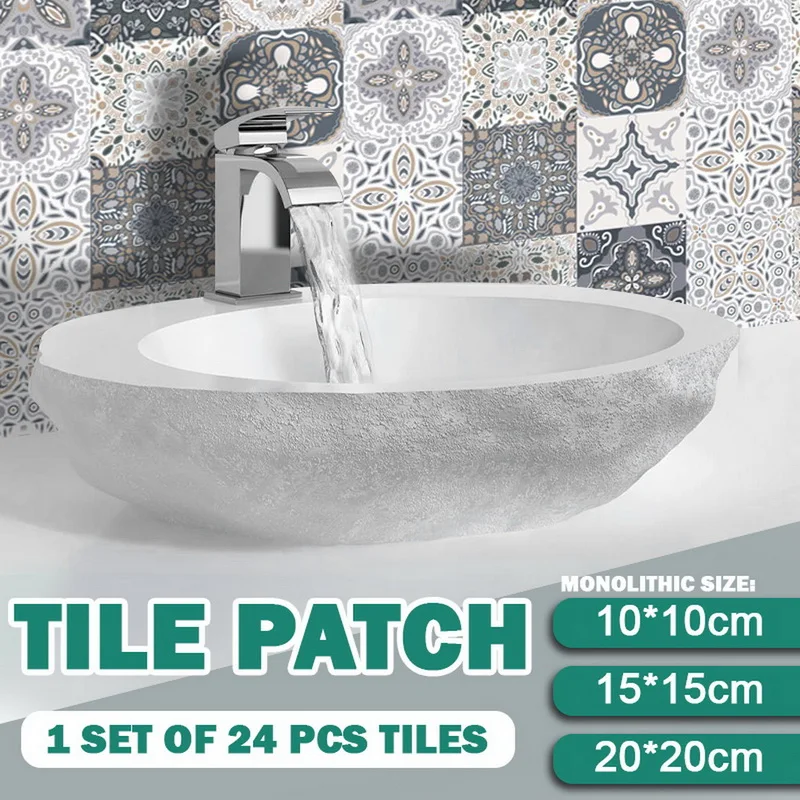 24pcs/set Waterproof Wall Tiles Sticker For Home Decor Self-Adhesive Peel And Stick Backsplash Tile Decals Kitchen Bathroom | Дом и сад