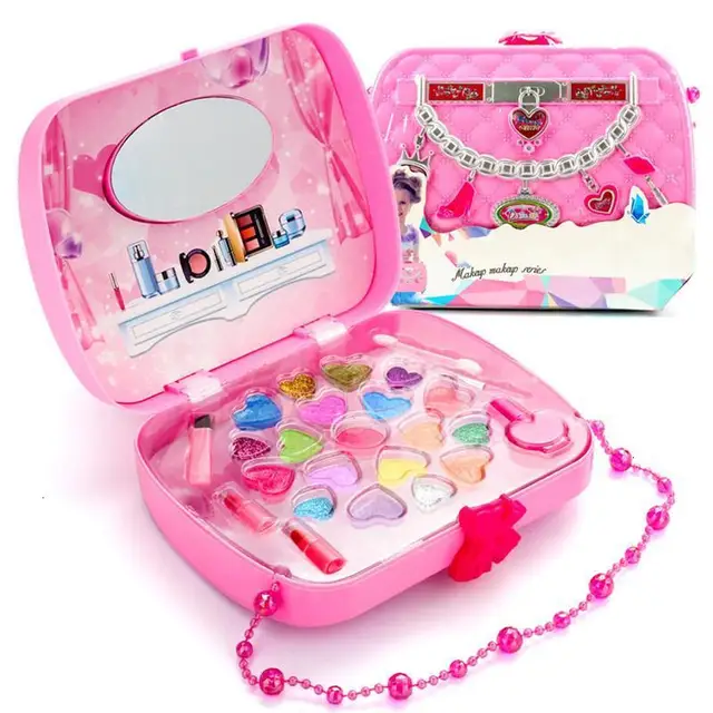 Baby Girls Make Up Set Toys Pretend Play Cosmetic Bag Beauty Hair Salon Toy Makeup Tools Kit Children Pretend Play Toys 2