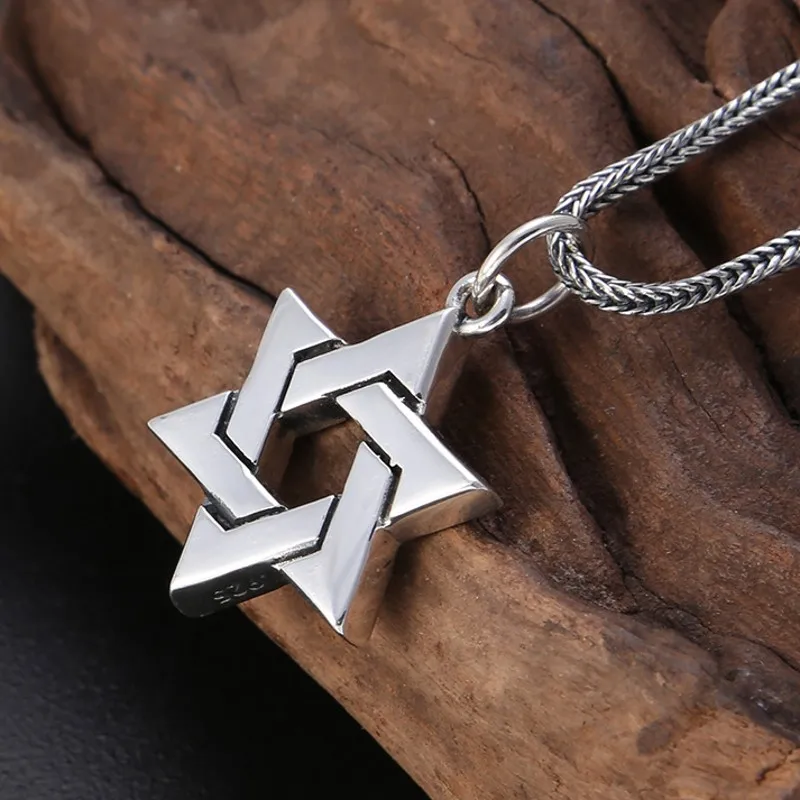Pure s925 Silver Jewelry Six-Pointed Star Letters Men And Women Pendants