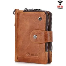 Мужской короткий кошелек из натуральной кожи, клатч RFID, Кредитная/держатель для id карты, мужской карман для монет, анти-вор, сумка для денег, кошелек из натуральной кожи