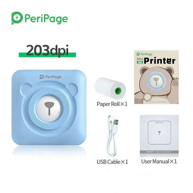 small compact printer PeriPage Red Ink-free Portable Thermal Photo Printer Mini Label Printer Mobile Android iOS Phone 2'' Pocket Bluetooth A6 Papeles bluetooth small printer Printers