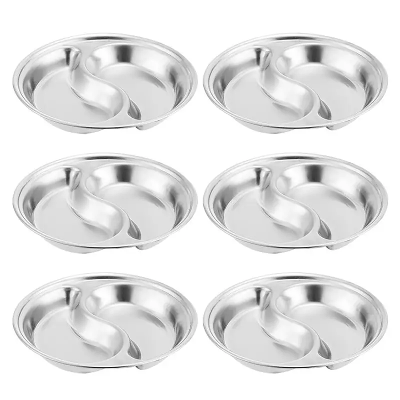 6 Pcs Stainless steel Thickened Multi-flavoured Seasoning Sauce Dishes Food Dipping Bowls Snack Plates Gravy Boats - Цвет: 10.5cm