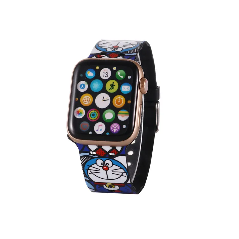 Doraemon Blue Cat Cartoon Smart Watch sostituzione cinturino per Iwatch 1 2  3 cinturino da polso in Silicone per Apple Watch 4 5 6 SE|Strand Bracelets|  - AliExpress