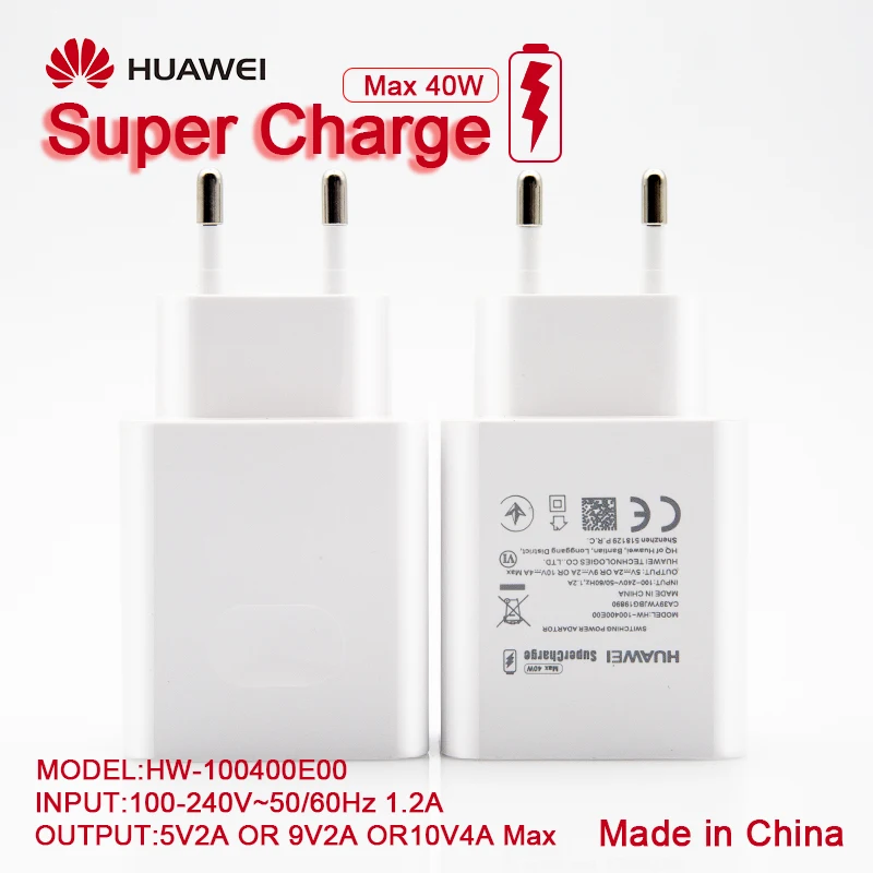 

Huawei Charger 40W Original 10V4A Supercharge EU Charge adapter 5A USB type c cable for nova 5 5t 5 pro mate 30 pro p20 p30 pro