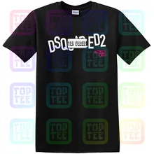 DSQ Футболка логотип черный Slim Fit. сезон топы Мужские Женские Унисекс Размер: S-3XL