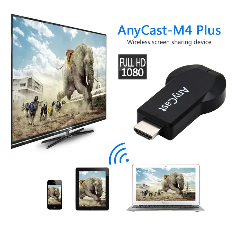1 шт. Anycast m4plus зеркальное несколько ТВ-палок адаптер мини Android mirascreen литой HDMI WiFi ключ 1080P новейший